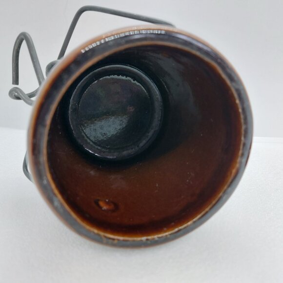 Vintage Brown Glazed Cheese / Butter Crock With Lid & Latch Stoneware - Picture 3 of 15